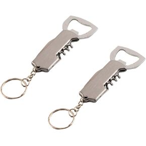 Bottle Opener Keychain,2 Pcs Key Chain Bottle Opener for Beer and Wine, Small and Practical, Easy to Carry, Open The Lids of Beer and Wine Bottle Easily (2, Black+Red)