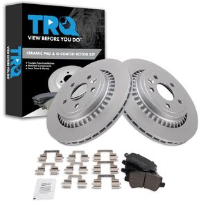 TRQ Rear Ceramic Brake Pads & Rotors Kit Compatible with 2010-2017 Volvo XC60