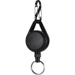 Soleebee Retractable Keychain Key Ring, Retractable Badge Reel Key Holder with Detachable Carabiner & 24'' Retractable Steel Wire Cord (Pink)