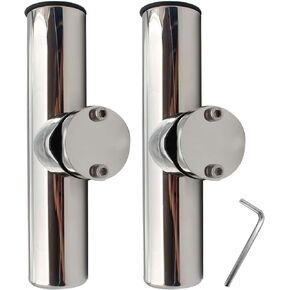 2Pcs Fishing Rod Holder, Rail Mount Fishing Pole Holder, Stainless Tournament Style Clamp on Rod Holder for Rails 3/4" to 1"