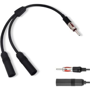 Car Antenna Adapter, Radio Stereo Antenna Adapter Connector, 1 Male to 2 Female Y Antenna Cable, Antenna Extension Cable Converter, Fit for Vehicle Truck SUV Car Stereo Radio