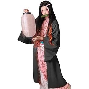 Nezuko Shinobu Demon Cosplay Costume Clothes Dress for Kids Adults Kimono with Bamboo Muzzle
