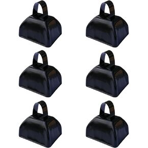 6 pack 3’’ Steel Cow Bell Noise Maker Cowbell, Cheering Loud Hand Call Bell for Sport Events Football Soccer Hockey Baseball Basketball Games Party Concert Graduations School Wedding Farm Ranch