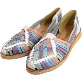 Sandals women Huarache Sandal Colorful Leather Mexican Style Pastel colors Diamond Flat