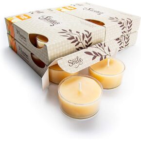 Vanilla Bean Premium Tealight Candles Bulk Pack - 24 Beige Highly Scented Tea Lights - Beautiful Candlelight - Made in The USA - Bakery & Food Collection