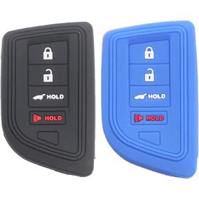 2pcs 4 Buttons Black Silicone Rubber Remote Smart Key Fob Case Cover Protector Holder Compatible with Acura MDX 2022 2023 Integra