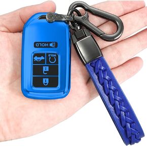 for Honda Key fob Cover,case with Keychain,Soft TPU Protect car Key Shell,fit Civic Accord Pilot CR-V Insight,ect Remote Smart Key(Black)