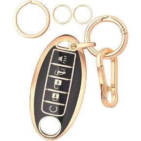 Key Fob Cover for Nissan Accessories, Key Case with Key Chain Compatible with Altima Armada Maxima Murano Pathfinder Versa Rogue Infiniti JX35 Q50 Q60 QX56 QX60 QX80 Smart Key 5 Button white