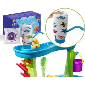 مضخة طاولة مياه لاسلكية، مضخة مياه للأطفال طاولة لعب المياه، مضخة طاولة مياه للخطوة 2، تكوين محرك مزدوج مع 60 ملصقًا لحيوانات المحيط (أزرق) in Kuwait