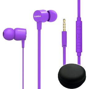 Joymiso Tangle Free Earbuds for Kids Women Small Ears with Case, Comfortable Lightweight in Ear Headphones, Flat Cable Ear Buds Wired Earphones with Mic and Volume Control for Cell Phone Laptop (Blue)