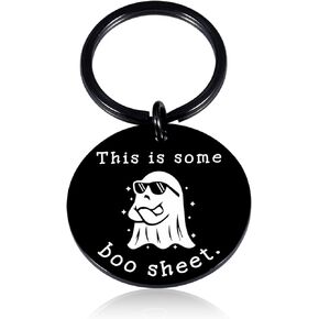 Boo Basket Gifts for Her Him Spooky Keychain Stuffers for Women Men Christmas Stocking Stuffers for Teen Boys Girls This is Some Boo Sheet Keychain for Son Daughter Birthday Valentines Gift for Friend