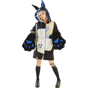 Cosplay.fm Pullover Hoodie with Detachable Paw Sleeves Furry Cat Paw Gloves Bag Sweatshirt Game Cosplay Costume