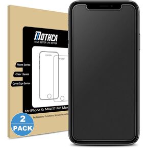 Mothca 2 Pack Matte Glass Screen Protector for iPhone Xs Max/iPhone 11 Pro Max Anti-Glare & Anti-Fingerprint Tempered Glass Clear Film Case Friendly 3D Touch Easy Install Bubble Free - Smooth as Silk