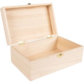 Craft County Unfinished Wooden Keeper Box with Hinges and Latch – Storage for Collectibles and Supplies