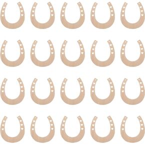 Sewroro 24pcs Horseshoe Shape Wood Cutouts for Crafts Unfinished Wooden Horseshoes DIY Painting Discs Slices Small Party Decorations
