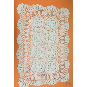 16 Inch by 19 Inch Rectangular Cotton Handmade Crochet Lace Table Runner Doilies for Coffee Table Dresser Scarf Décor，2PC/Set (16x19 Inch, White)