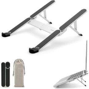 Laptop Stand - Foldable, Adjustable, Ergonomic Aluminum Stand with 5-Level Height Adjustment, Heat Dissipation, Non-Slip Design, Portable for 11"-16" Laptops, Gaming, Office, Travel
