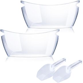 2 قطعة دلاء ثلج، دلو ثلج أكريليك شفاف للحفلات، دلو ميموزا بار الشمبانيا 5,5 لتر أنبوب مشروبات مثلجة مع مقابض لبار كوكتيل النبيذ والبيرة، يحمل 3 نبيذ، 2 مجارف ثلج in Kuwait