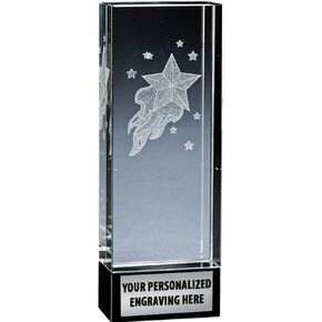 Personalized 6" Star Onyx Laser Cut Crystal Trophy with Silver Engraving Plate, Add Your Own Text Star Onyx Crystal Award, Prime