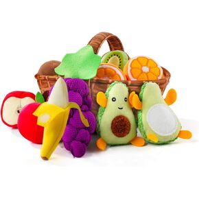 Play Food for Toddler 1-3 Year Old, Fruit Basket Plush Toy Sets, Montessori Pretend Food Kitchen Sensory Toys for Kids 18 Months, Pretend Sorting Fruit Toys for Boys Girls Gift Educational Toys