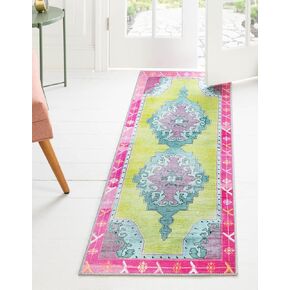 Unique Loom Timeless Collection Area Rug - Thomas (2' x 6' 1" Runner, Fuchsia/ Violet)