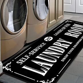 Farmhouse Laundry Room Rug Runner 20"x59" Non Slip Laundry Floor Mat Durable Laundry Decor for Laundry Room Entrance Rug Area Rug for Bathroom Hallway Laundry Room Decor Accessories (Black)