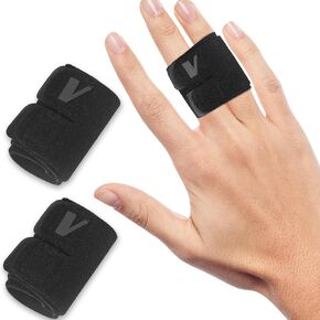 Finger Splints, 2PCS Finger Buddy Straps, Compression Finger Wraps for Sport Basketball Tennis and Volleyball Badminton - Black, Two Finger-M