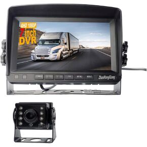 AHD 1080P RV Backup Camera 7 inch DVR Monitor System 12V/24V,IP69 Waterproof IR Reverse Rear View Mirror Camera with 4 Pin 15m Cable for Semi Bus Truck Trailer Camper 5th Wheel