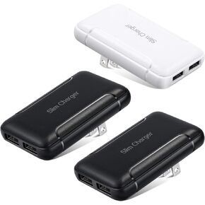 قابس شاحن USB، شاحن جداري USB مدمج للغاية قابل للطي متوافق مع الكاميرا المنزلية، iPhone 13 Pro Max/12/11/Xr/Xs/X، Galaxy S10/9/8، Pixel والمزيد من الهواتف الذكية، 3 عبوات، أبيض