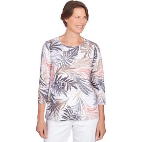 Alfred Dunner Classics Neutrals Polyester Rayon Floral Top