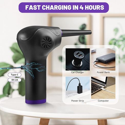 Compressed Air Duster, Double-N Electric Air Duster for Computers, 45000RPM 2 Speeds Powerful Cordless Air Duster 10000 mAh Dust Blower Compressed Air Blower for Computer Keyboard Car Cleaning in Saudi Arabia