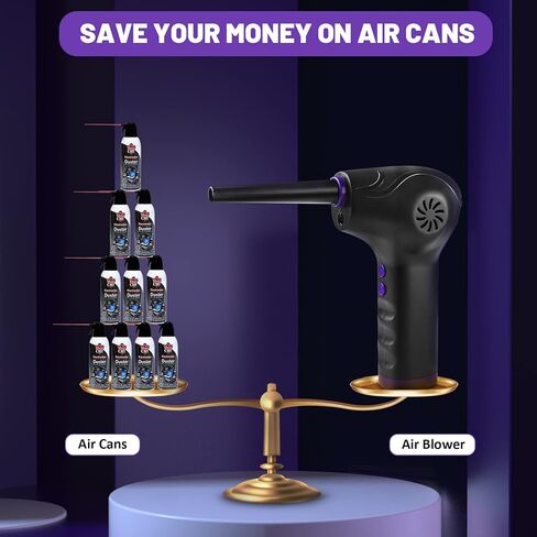 Compressed Air Duster, Double-N Electric Air Duster for Computers, 45000RPM 2 Speeds Powerful Cordless Air Duster 10000 mAh Dust Blower Compressed Air Blower for Computer Keyboard Car Cleaning in Saudi Arabia