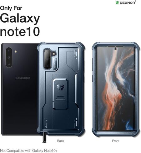 Dexnor for Samsung Galaxy Note 10 Case, [Built in Screen Protector and Kickstand] Heavy Military Grade Protection Shockproof Protective Cover for Samsung Galaxy Note 10,Black in Saudi Arabia