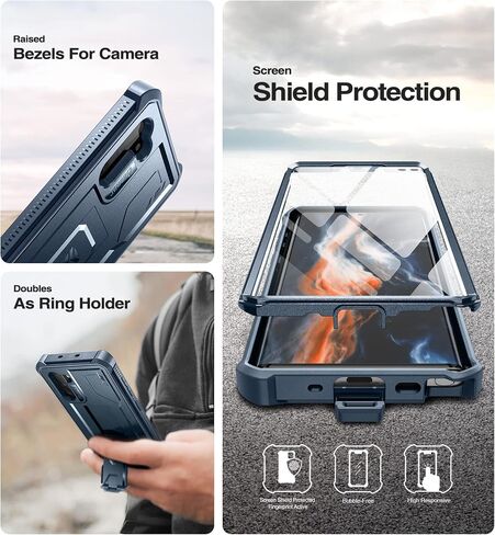 Dexnor for Samsung Galaxy Note 10 Case, [Built in Screen Protector and Kickstand] Heavy Military Grade Protection Shockproof Protective Cover for Samsung Galaxy Note 10,Black in Saudi Arabia