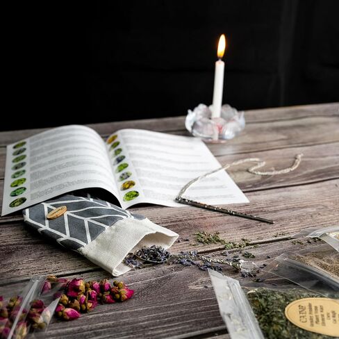 JUSTASHOW 61PCS Witchcraft Supplies for Wiccan Spells, Witchcraft Starter Kit, Spell Candles Crystals Dried Herbs Magic Wand Necklace, Versatile Tools Gifts for Beginner Experienced Witch in Saudi Arabia