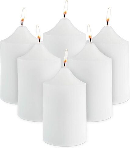 Super Z Outlet 2 x 3 Unscented White Pillar Candles for Weddings, Home Decoration, Relaxation, Smokeless Cotton Wick. Set of 6 in Saudi Arabia