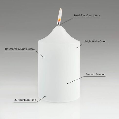 Super Z Outlet 2 x 3 Unscented White Pillar Candles for Weddings, Home Decoration, Relaxation, Smokeless Cotton Wick. Set of 6 in Saudi Arabia