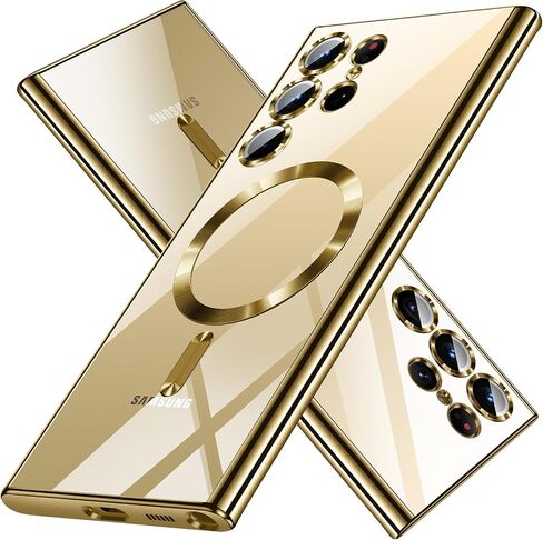 for Samsung Galaxy S24 Ultra Case（Only）.Magnetic Cover for S24 Ultra. Glossy Slim Thin Soft funda capa para for Galaxy S24 Ultra 6.8 inch.Compatible with MagSafe (Gold) in Saudi Arabia