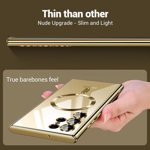 for Samsung Galaxy S24 Ultra Case（Only）.Magnetic Cover for S24 Ultra. Glossy Slim Thin Soft funda capa para for Galaxy S24 Ultra 6.8 inch.Compatible with MagSafe (Gold) in Saudi Arabia