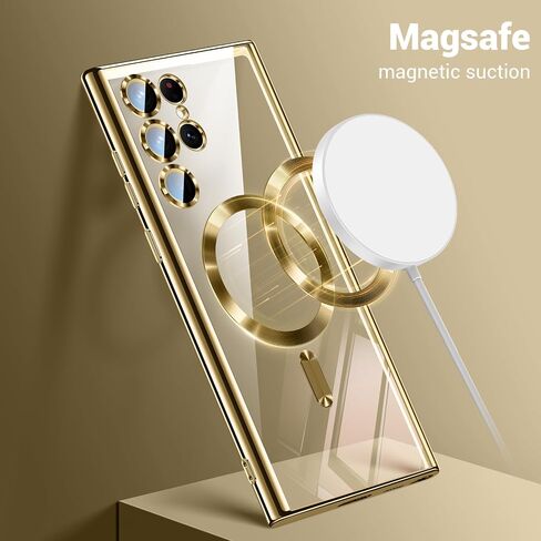 for Samsung Galaxy S24 Ultra Case（Only）.Magnetic Cover for S24 Ultra. Glossy Slim Thin Soft funda capa para for Galaxy S24 Ultra 6.8 inch.Compatible with MagSafe (Gold) in Saudi Arabia