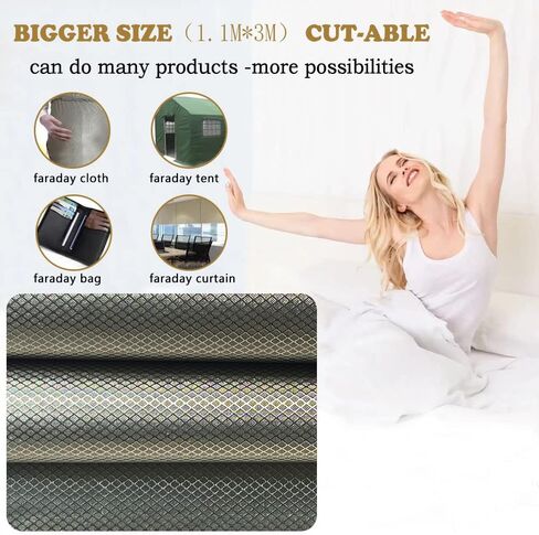 Faraday Fabric 43.3in * 118in, Conductive Fabric Made from Copper and Nickle Faraday Fabric, Military Grade Material DIY for Protection from Bad in Saudi Arabia