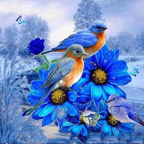 MXJSUA DIY 5D Special Shape Diamond Art Painting Flower by Number Kits for Adults, Flower Round Drill Diamond Art Kits Bird Picture Arts Craft for Home Wall Art Decor 12x12 inch in Saudi Arabia