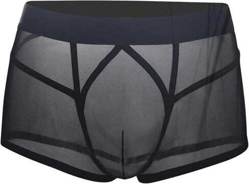 SweatyRocks Men's Sheer Mesh Mid Rise Breathable Boxer Briefs Underwear in Saudi Arabia