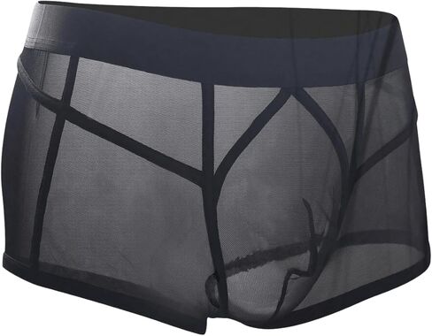 SweatyRocks Men's Sheer Mesh Mid Rise Breathable Boxer Briefs Underwear in Saudi Arabia