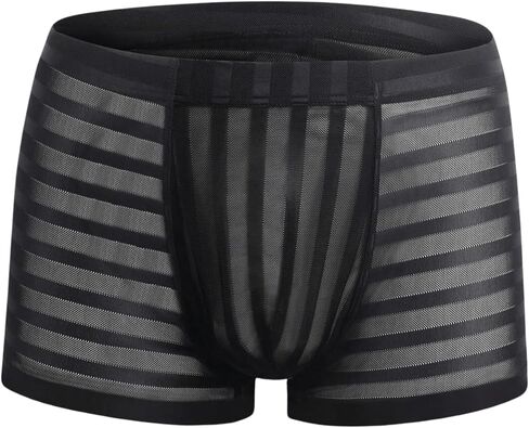 SweatyRocks Men's Sheer Mesh Mid Rise Breathable Boxer Briefs Underwear in Saudi Arabia