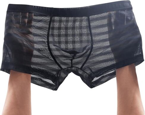 SweatyRocks Men's Sheer Mesh Mid Rise Breathable Boxer Briefs Underwear in Saudi Arabia