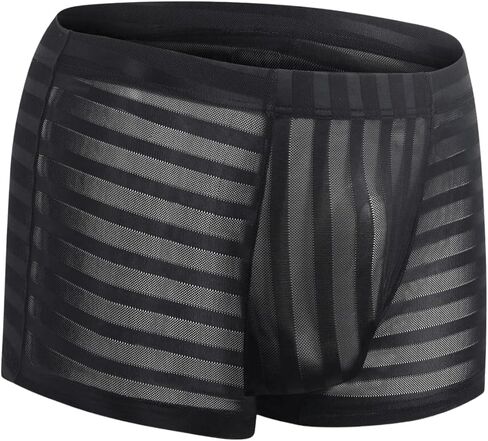SweatyRocks Men's Sheer Mesh Mid Rise Breathable Boxer Briefs Underwear in Saudi Arabia