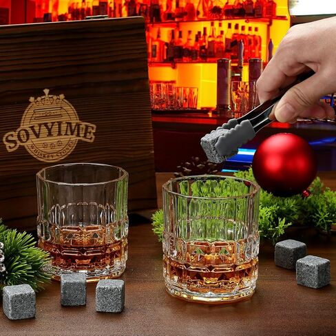 Sovyime Whiskey Stones Gifts for Men, Groomsmen Gifts, Granite Chilling Stones Bourbon Whiskey Glasses Set, Unique Birthday Gifts for Men Christmas Father's Day Valentine Retirement in Kuwait