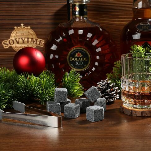 Sovyime Whiskey Stones Gifts for Men, Groomsmen Gifts, Granite Chilling Stones Bourbon Whiskey Glasses Set, Unique Birthday Gifts for Men Christmas Father's Day Valentine Retirement in Kuwait