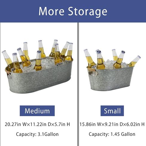 Ice Bucket Galvanized Tub, 2 Pcs 3 Gallon Oval Beverage Tub, Drink Cooler Ice Buckets for Parties, Metal Bucket with Handle for Beer Whiskey Wine and Cocktails (Black) in Kuwait